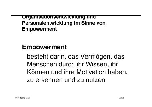 Empowerment besteht darin, das Vermögen, das besteht ... - OrgLab