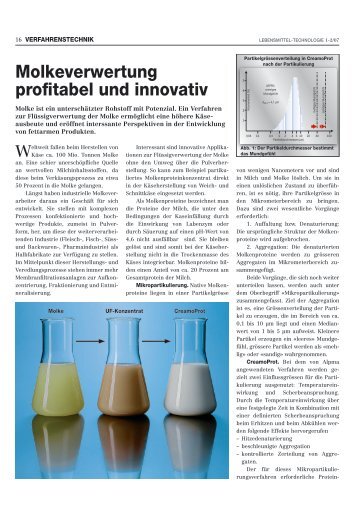 Molkeverwertung profitabel und innovativ