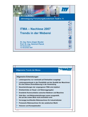 ITMA – Nachlese 2007 Trends in der Weberei