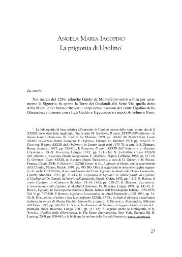 La prigionia di Ugolino - Italianistica e Spettacolo