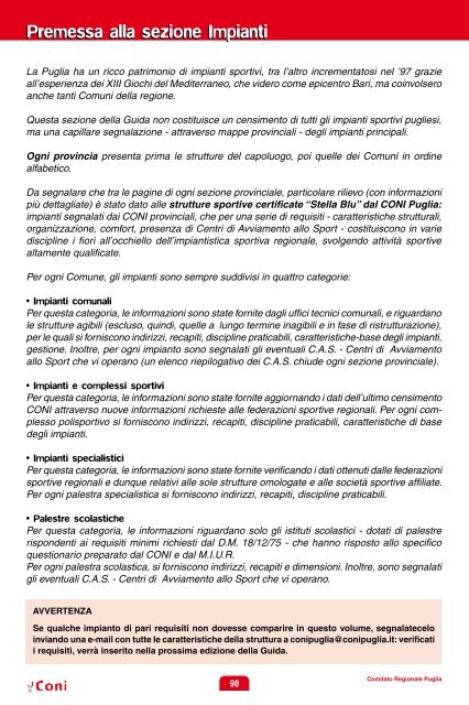 Gli impianti sportivi - Coni Puglia