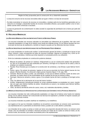 Las necesidades minerales y energéticas