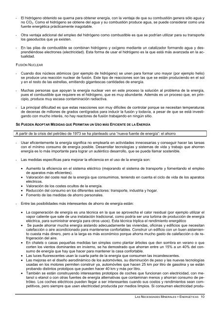 Las necesidades minerales y energéticas