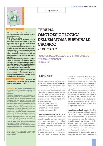 terapia omotossicologica dell'ematoma subdurale cronico - case ...