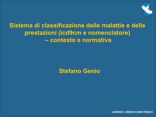 Presentazioni - Agenzia di Sanità Pubblica della Regione Lazio