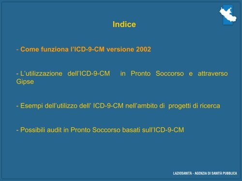 Presentazioni - Agenzia di Sanità Pubblica della Regione Lazio