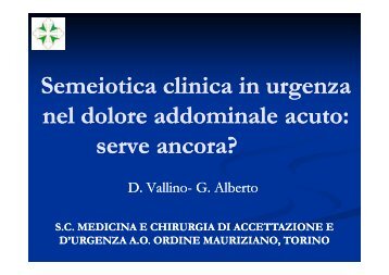 Semeiotica clinica in urgenza nel dolore addominale acuto: ? serve ...