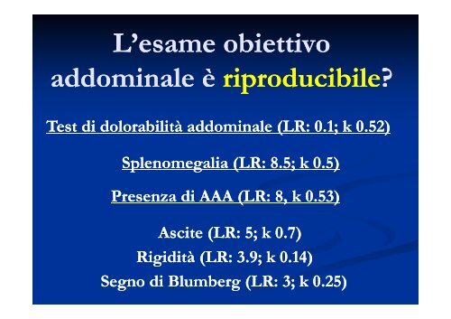 Semeiotica clinica in urgenza nel dolore addominale acuto: ? serve ...