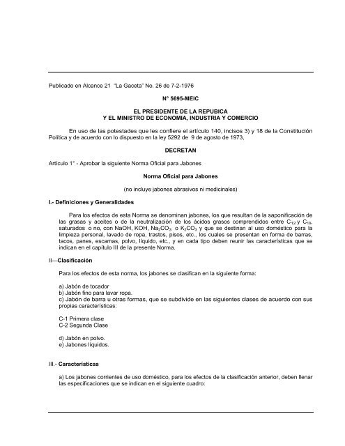 Norma oficial para jabones - Ministerio de Economía Industria y ...