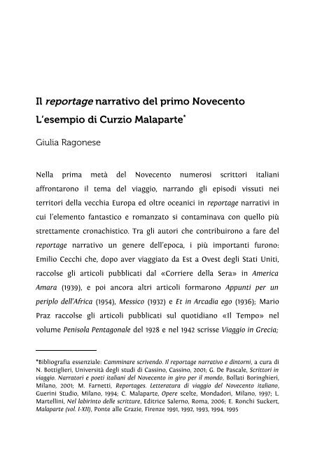 Il reportage narrativo del primo Novecento - Associazione degli ...