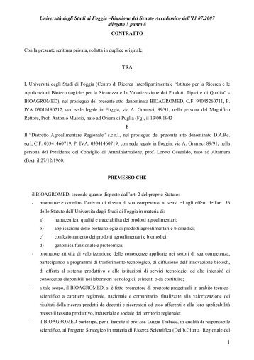 Contratto prof.ssa Trabace - Università degli Studi di Foggia