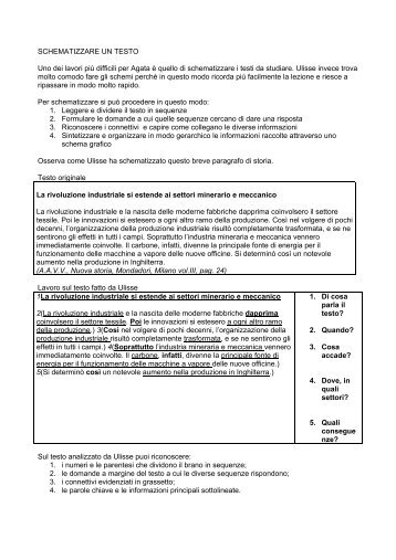 SCHEMATIZZARE UN TESTO Uno dei lavori più difficili per Agata è ...