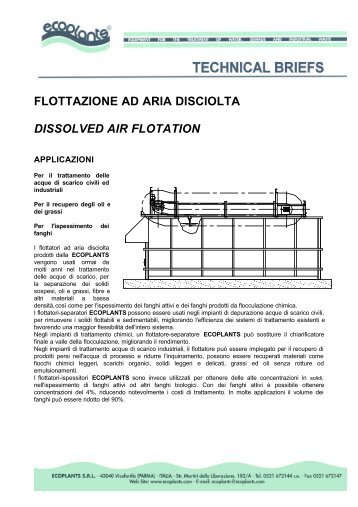 FLOTTAZIONE AD ARIA DISCIOLTA DISSOLVED AIR FLOTATION