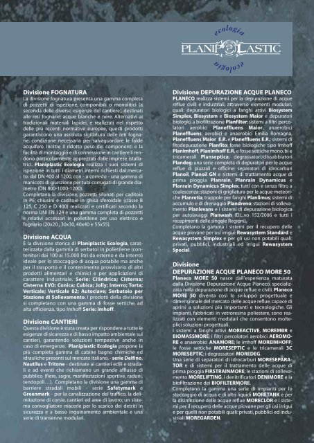 Catalogo FOGNATURE - Planiplastic Ecologia S.r.l.