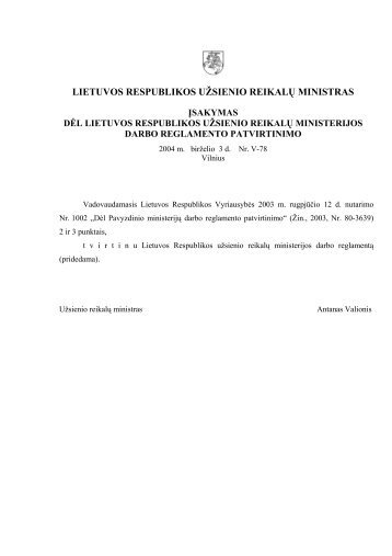 lietuvos respublikos vyriausybë - Užsienio reikalų ministerija