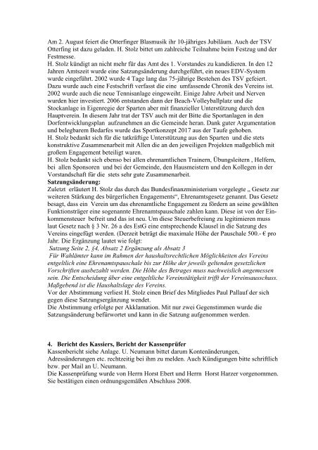 Protokoll der Jahreshauptversammlung des TSV Otterfing. e.V. vom ...