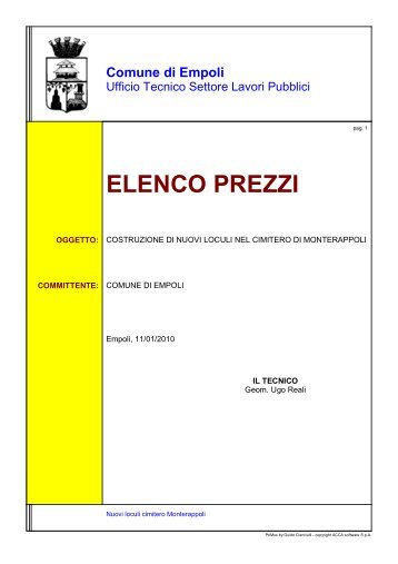 Elenco Prezzi - Comune di Empoli