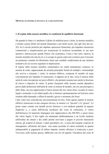 Monete, economia e finanza: il caso genovese ... - Giuseppe Felloni