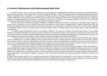 La morte di Alessandro nella testimonianza delle fonti