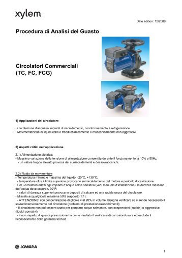 Circolatori Commerciali (TC, FC, FCG) Procedura di ... - Lowara