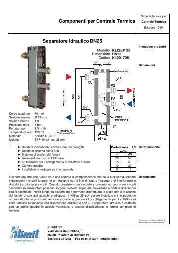 Scheda tecnica - Klimit srl