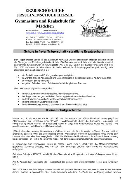 Informationen über die Ursulinenschule Hersel.pdf - Erzbischöfliche ...