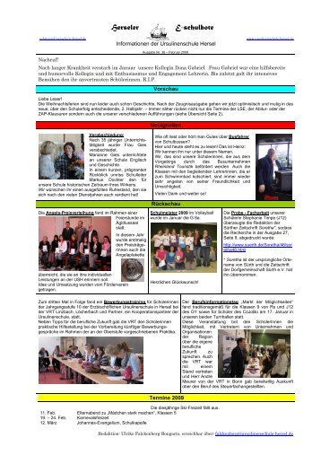 Newsletter 36 Februar 09.pdf - Erzbischöfliche Ursulinenschule Hersel