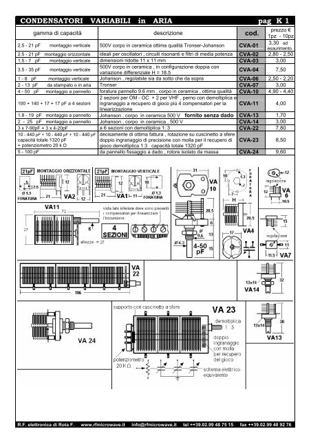 Condensatore variabile dielettrico aria monounità 15-240PF 2000V 1 PZ Condensatore variabile dielettrico aria monounità 15-240PF 2000V 1 PZ