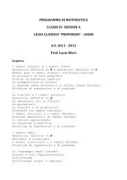 programma di matematica IV a ginnasio 2012 - Liceo Sesto Properzio