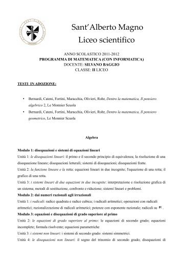 Sant'Alberto Magno Liceo scientifico - Istituto Sant'Alberto Magno