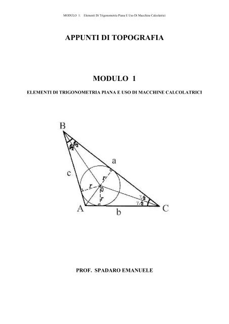 MODULO 1: Elementi Di Trigonometria Piana E Uso Di Macchine ...