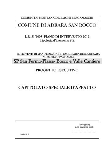 COMUNE DI ADRARA SAN ROCCO SP San Fermo-Plasse- Bosco ...