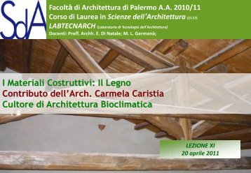 Contributo dell’Arch. Carmela Caristia Cultore di Architettura Bioclimatica