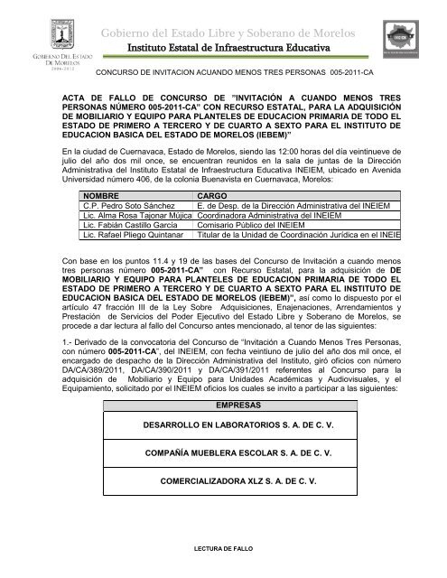 Fallo 005 2011 IEBEM - Gobierno del Estado de Morelos