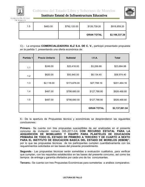 Fallo 005 2011 IEBEM - Gobierno del Estado de Morelos