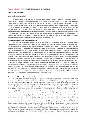 I caratteri dei totalitarismi secondo Friederich e Brzezinskj (Scheda 1)