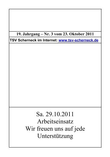 Sa. 29.10.2011 Arbeitseinsatz Wir freuen uns auf ... - TSV Scherneck