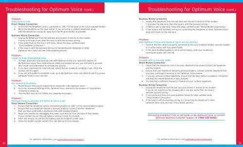 Optimum® BUSINESS Reference Guide - Optimum Online