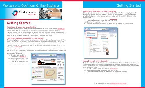 Optimum® BUSINESS Reference Guide - Optimum Online