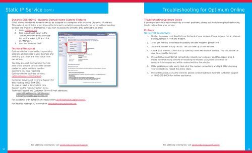 Optimum® BUSINESS Reference Guide - Optimum Online