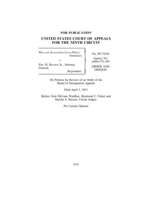 william leiva-perez v. eric holder, jr. - Ninth Circuit Court of Appeals