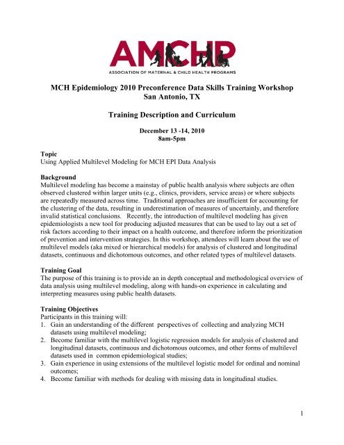 Using Applied Multilevel Modeling for MCH EPI Data Analysis