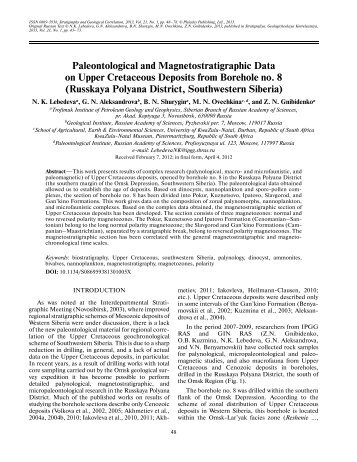 Paleontological and Magnetostratigraphic Data on Upper ...