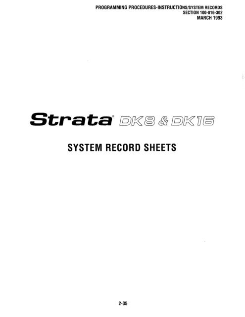 Strata DK 16 Manual