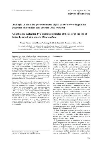 Avaliação quantitativa por colorímetro digital da cor do ovo de ...