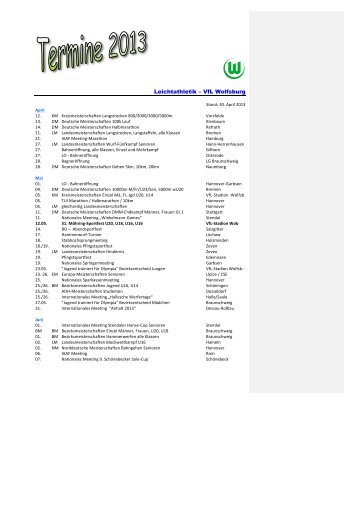 LA Termine 2013 - vfl-wob.de
