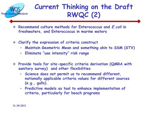 Ambient Water Quality Criteria for Bacteria - Water Quality Standards ...