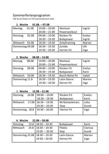 Sommerferienprogramm - TSV Tutzing