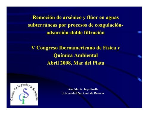 Remoción de arsénico y fluoruros por coagulación con cloruro de ...