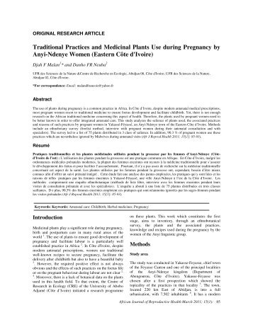 Traditional Practices and Medicinal Plants Use during Pregnancy by ...